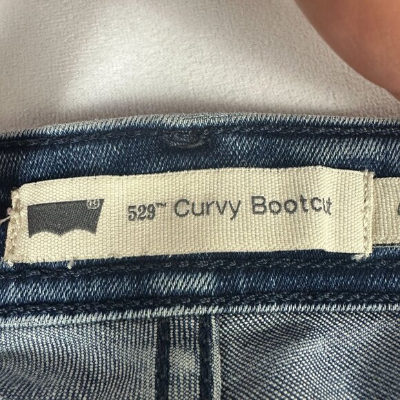 Levis Womens 529 Curvy Bootcut Jeans W27 L30 Medium Wash Distressed Denim - Picture 4 of 10